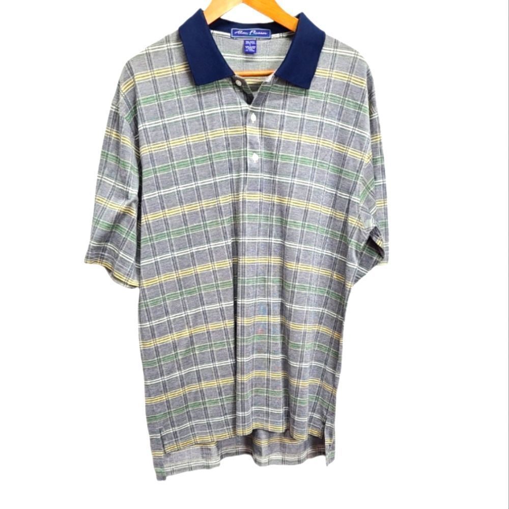 Alan Flusser Men's Golf Polo Shirt Size Large Cotton Lisle
